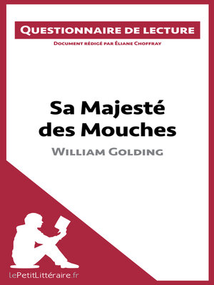 cover image of Sa Majesté des Mouches de William Golding